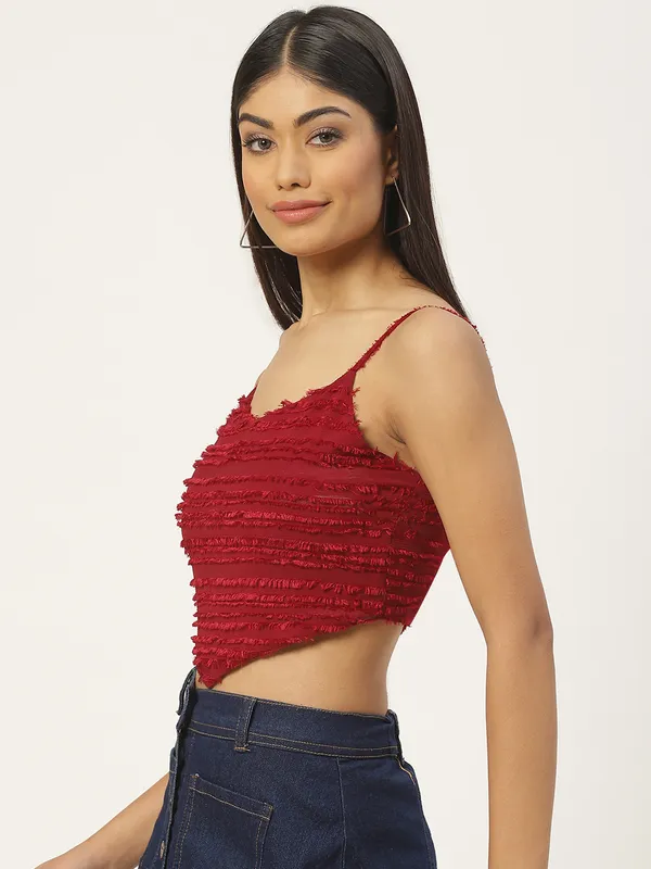 Maroon_Georgette_Solid_top