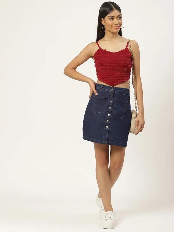 Maroon_Georgette_Solid_top