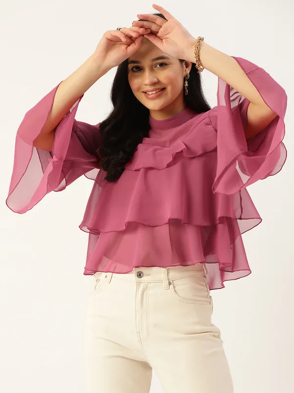Pink_Georgette_Solid_top
