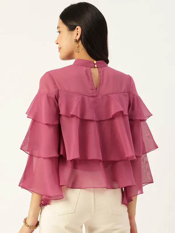 Pink_Georgette_Solid_top