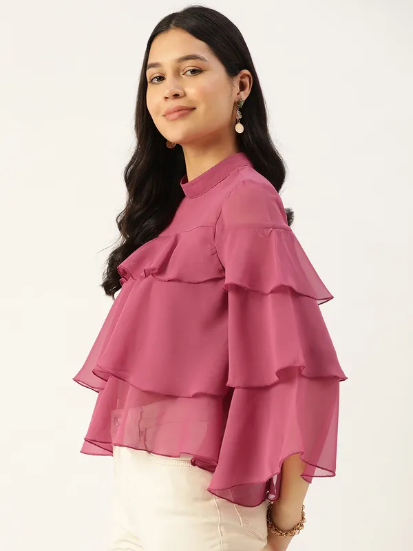 Pink_Georgette_Solid_top