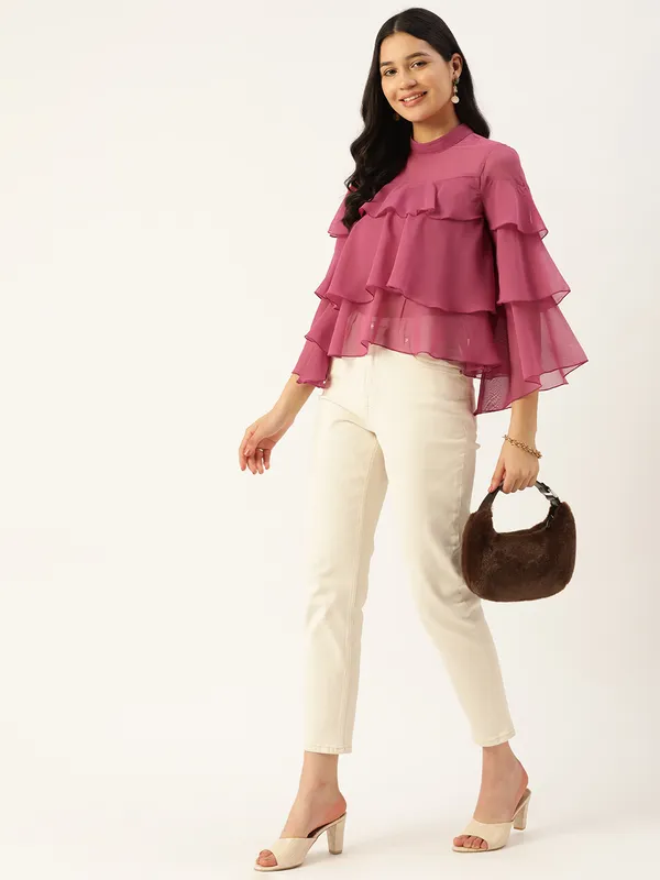 Pink_Georgette_Solid_top