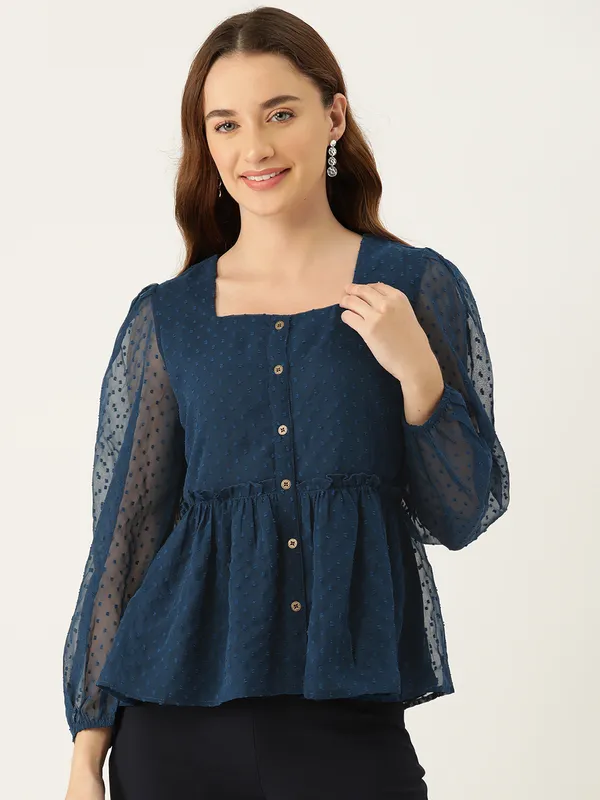 Blue_Georgette_Self_Design_top