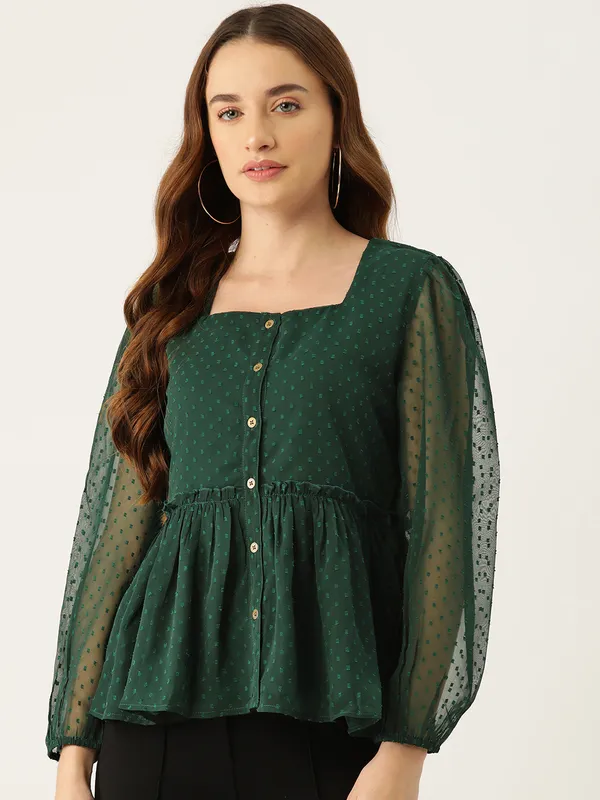 Dark_Green_Georgette_Self_Design_top
