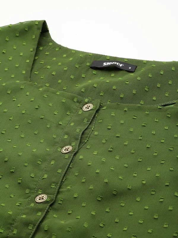 Olive_Georgette_Self_Design_top