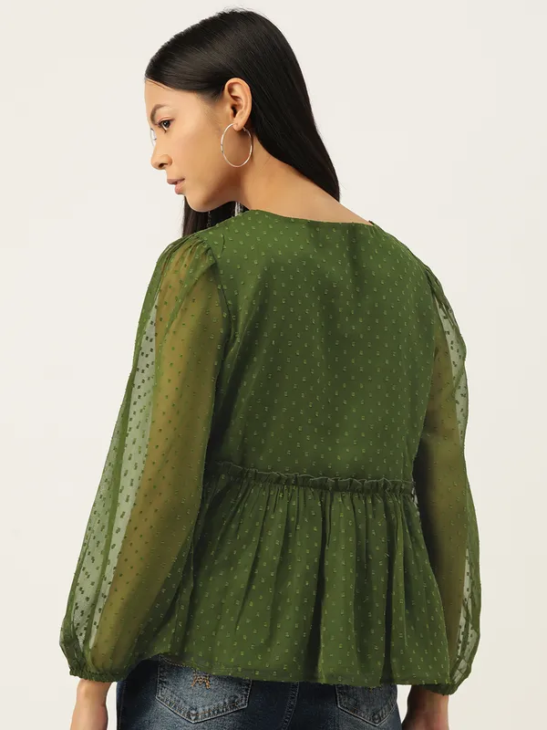 Olive_Georgette_Self_Design_top