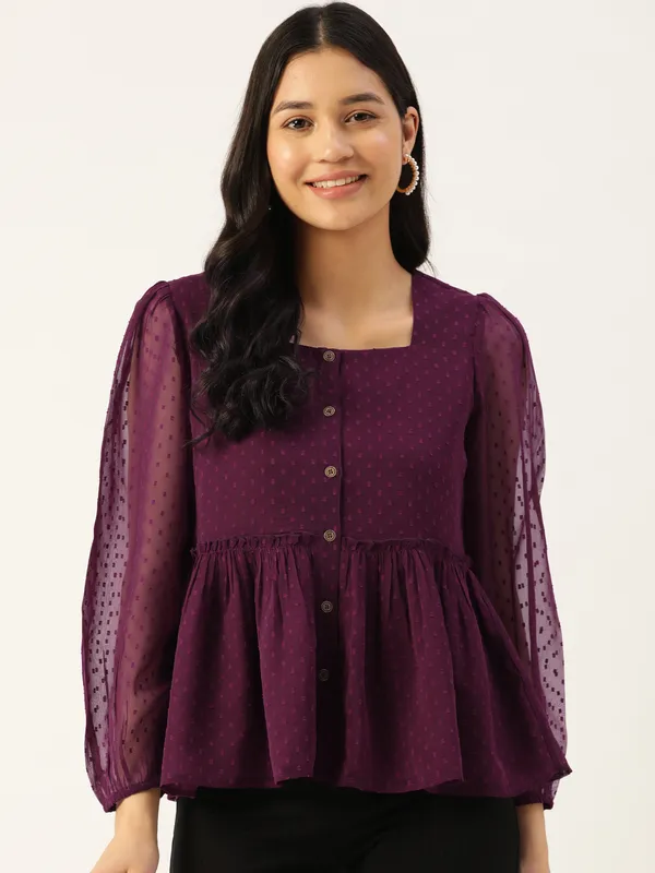 Purple_Georgette_Self_Design_top