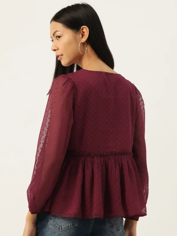 Maroon_Georgette_Self_Design_top