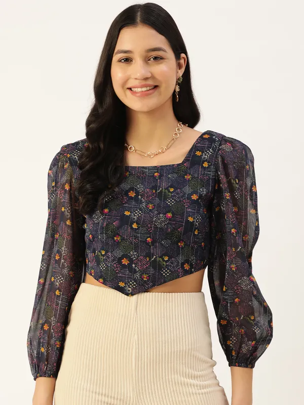 Blue_Georgette_Printed_top