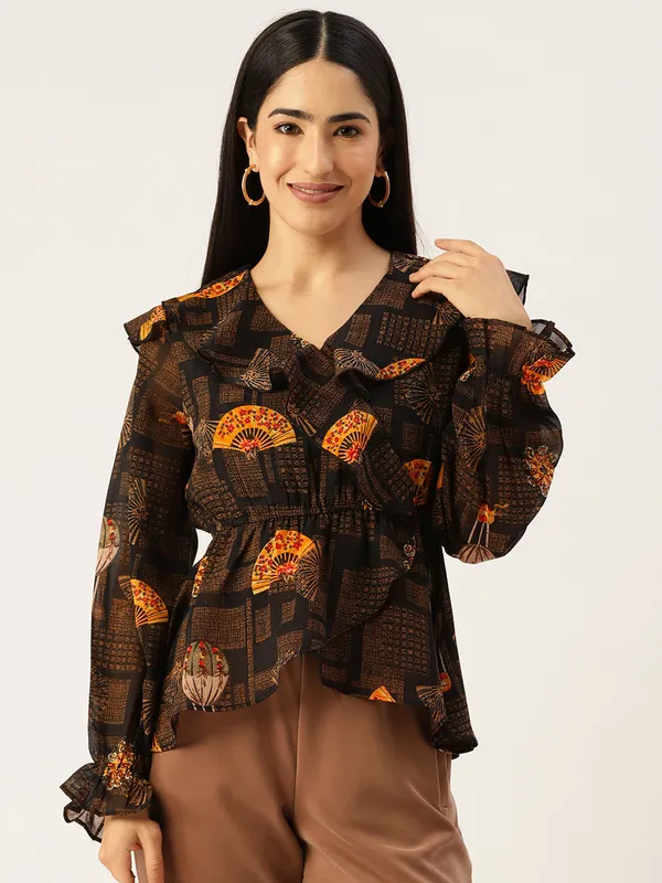 Brown_Georgette_Ethnic_Motifs_top