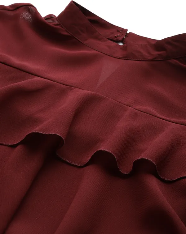 Maroon_Georgette_Solid_top