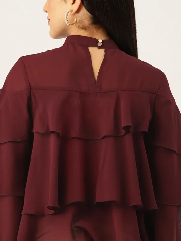 Maroon_Georgette_Solid_top