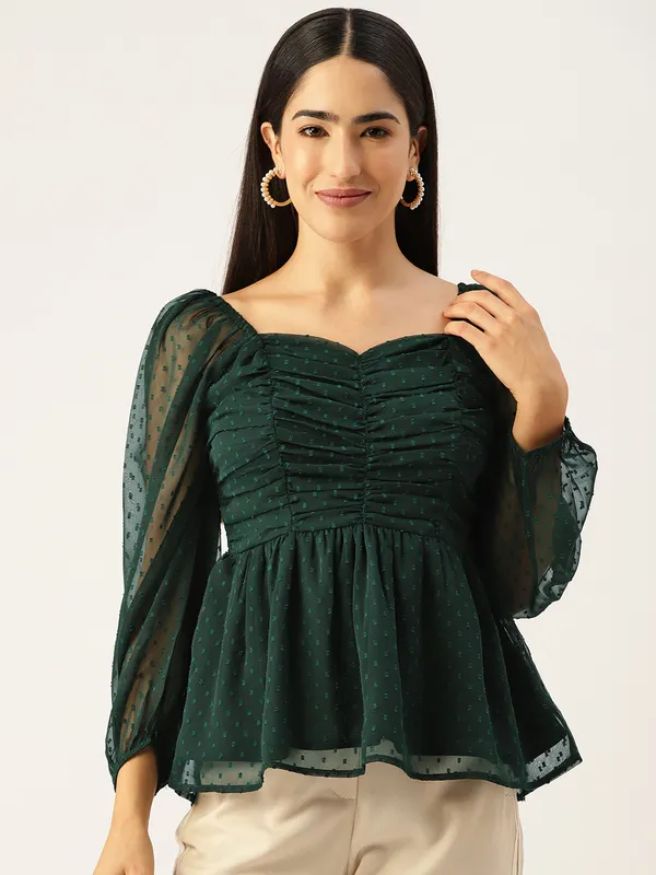 DarkGreen_Georgette_Self_Design_top