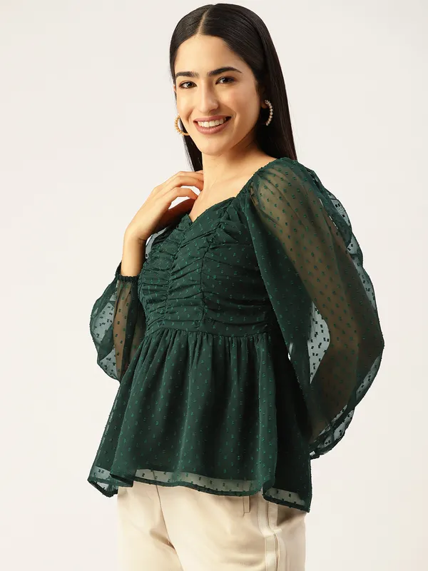 DarkGreen_Georgette_Self_Design_top