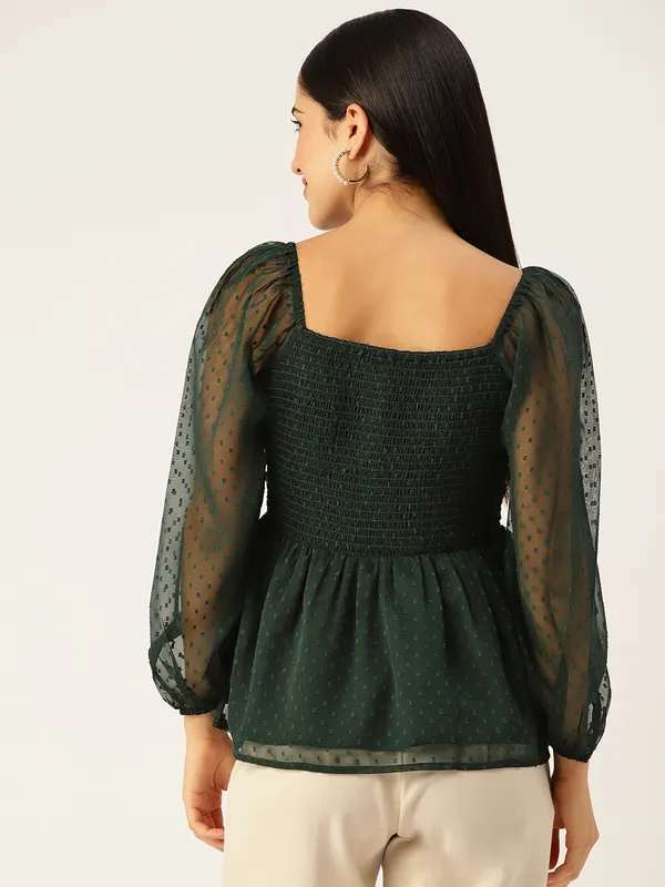 DarkGreen_Georgette_Self_Design_top
