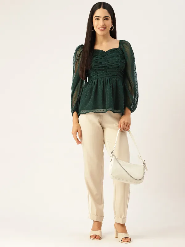 DarkGreen_Georgette_Self_Design_top