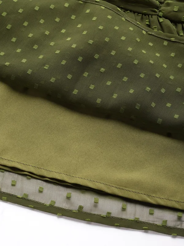 Olive_Georgette_Self_Design_top