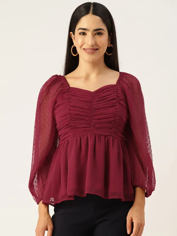 Red_Georgette_Self_Design_top