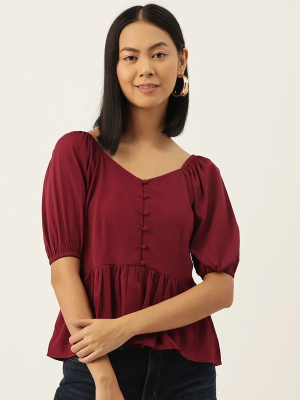 Maroon_Crepe_Solid_top