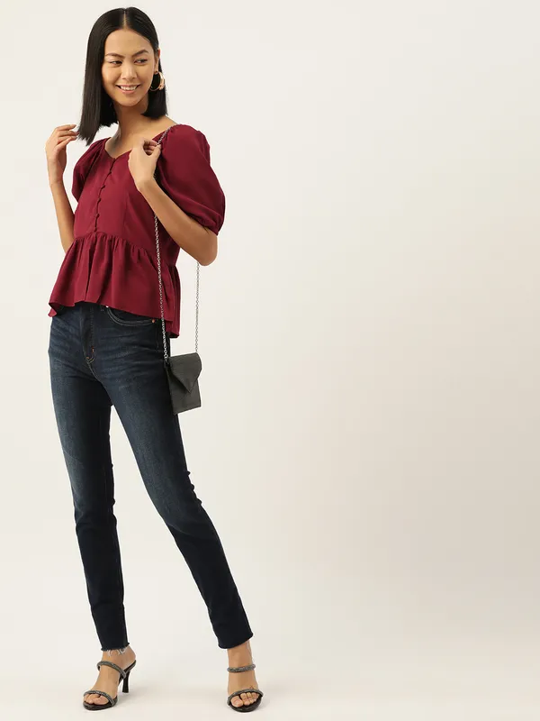 Maroon_Crepe_Solid_top