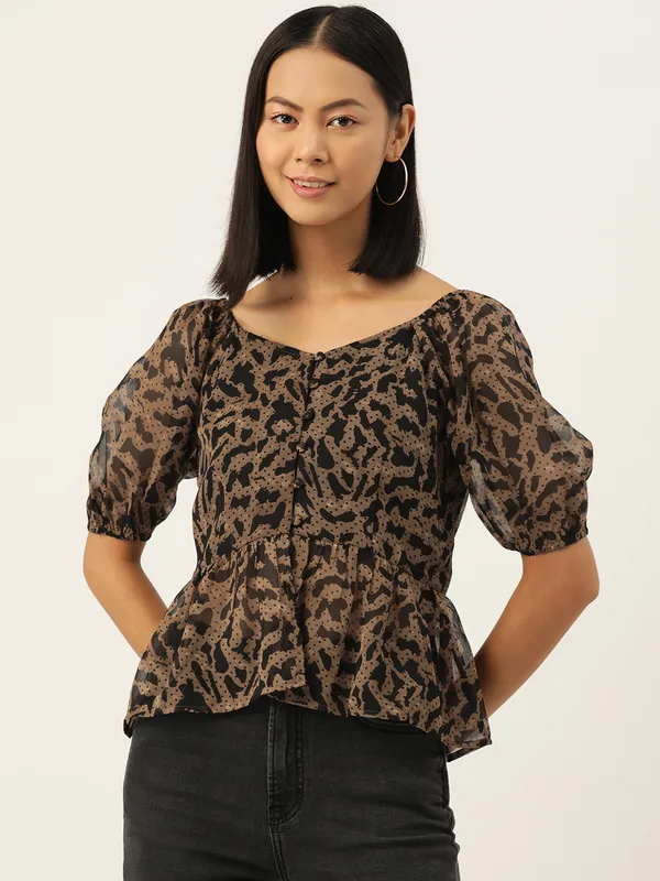 Brown_Georgette_Animal_Print_top