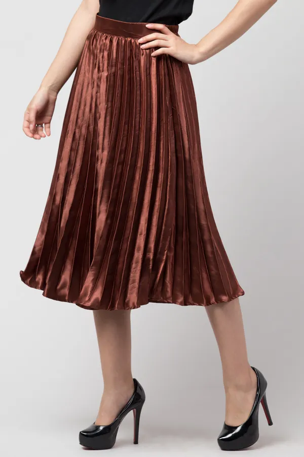 Brown_Satin_Blend_Solid_skirt