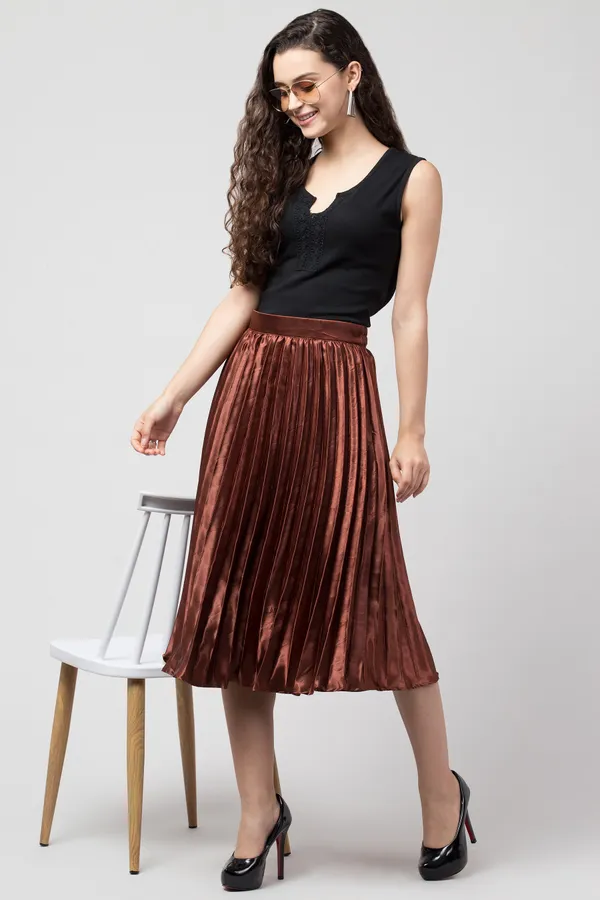 Brown_Satin_Blend_Solid_skirt