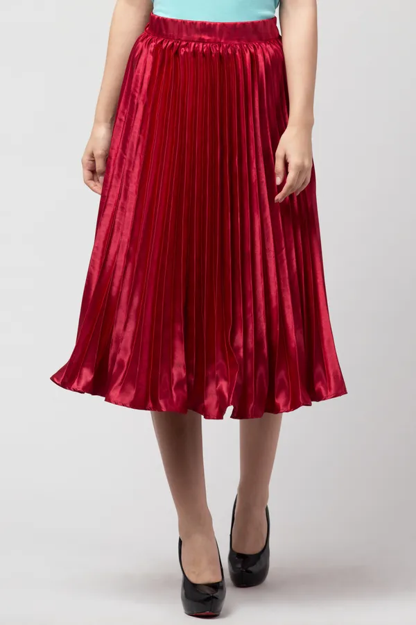 Red_Satin_Blend_Solid_skirt