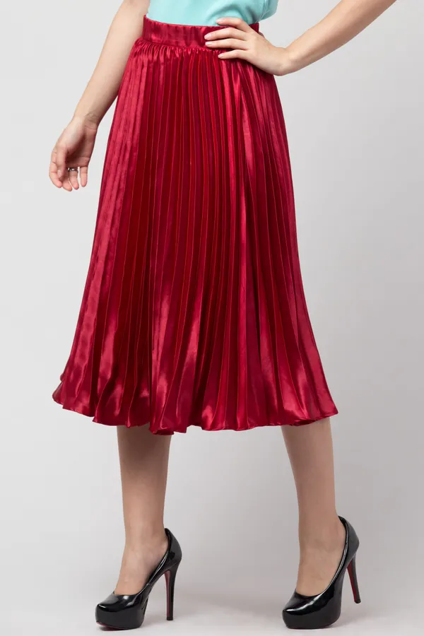 Red_Satin_Blend_Solid_skirt