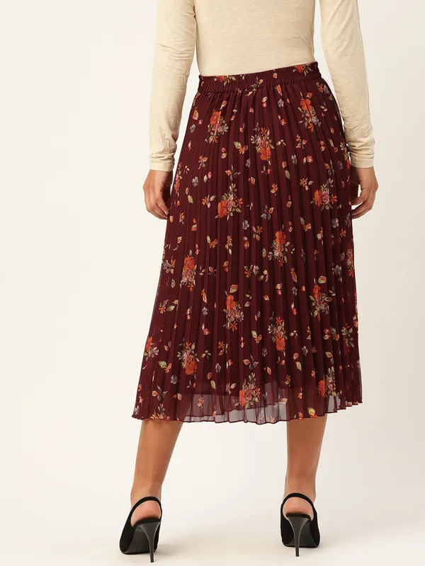 Maroon_Georgette_Floral_Print_skirt
