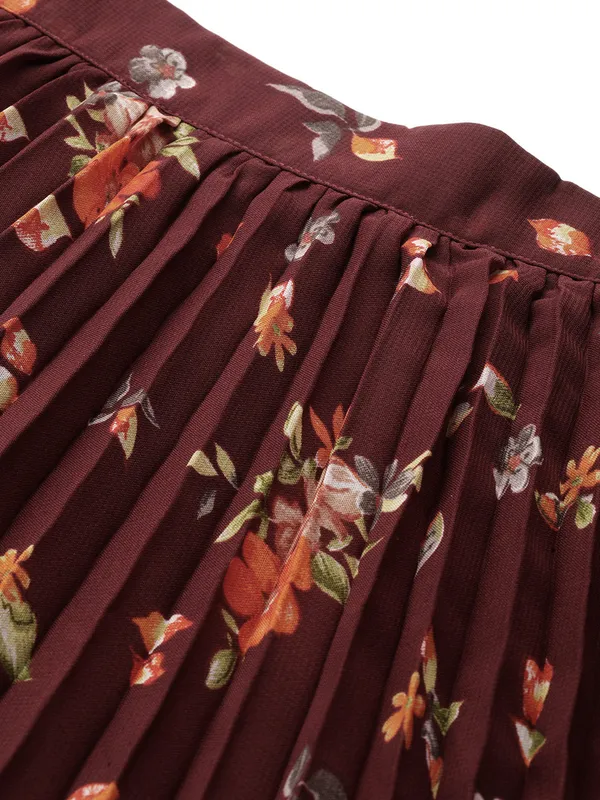 Maroon_Georgette_Floral_Print_skirt
