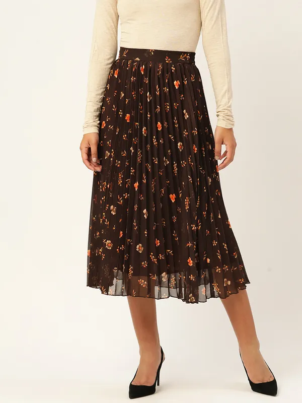 Brown_Georgette_Floral_Print_skirt