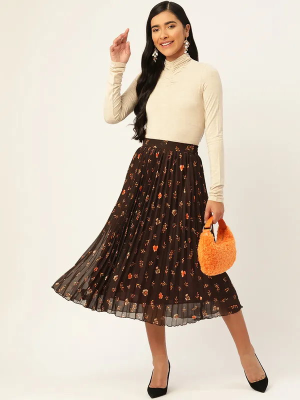 Brown_Georgette_Floral_Print_skirt