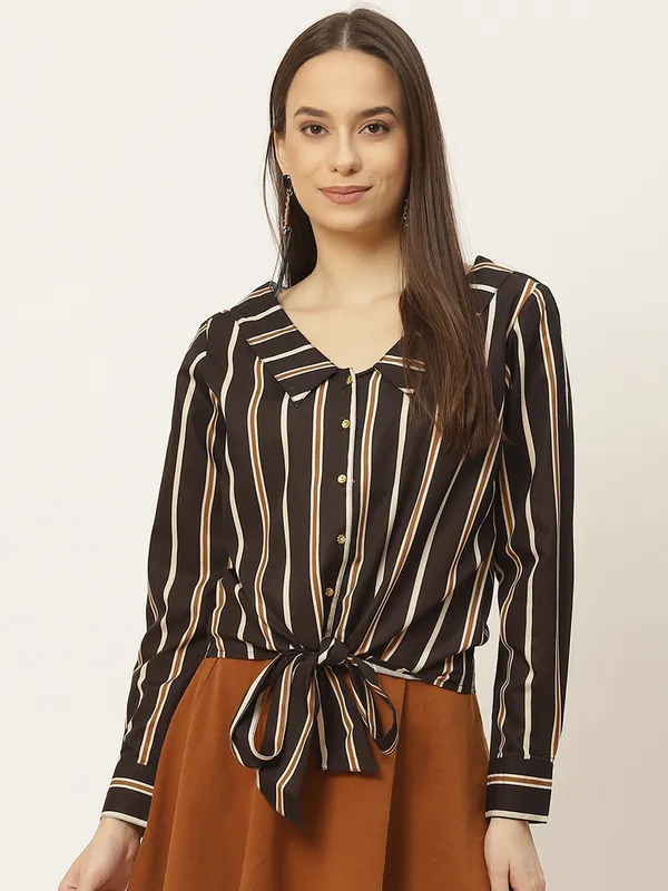 Multicolor_Polyester_Striped_top