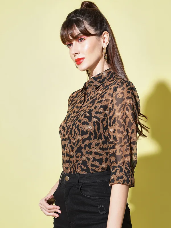 Brown_Georgette_Animal_Print_top