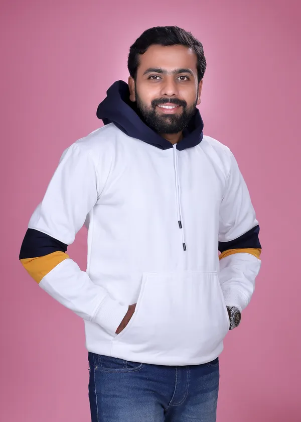 Unisex_Prussian_Blue_Striped_White_Hoodie