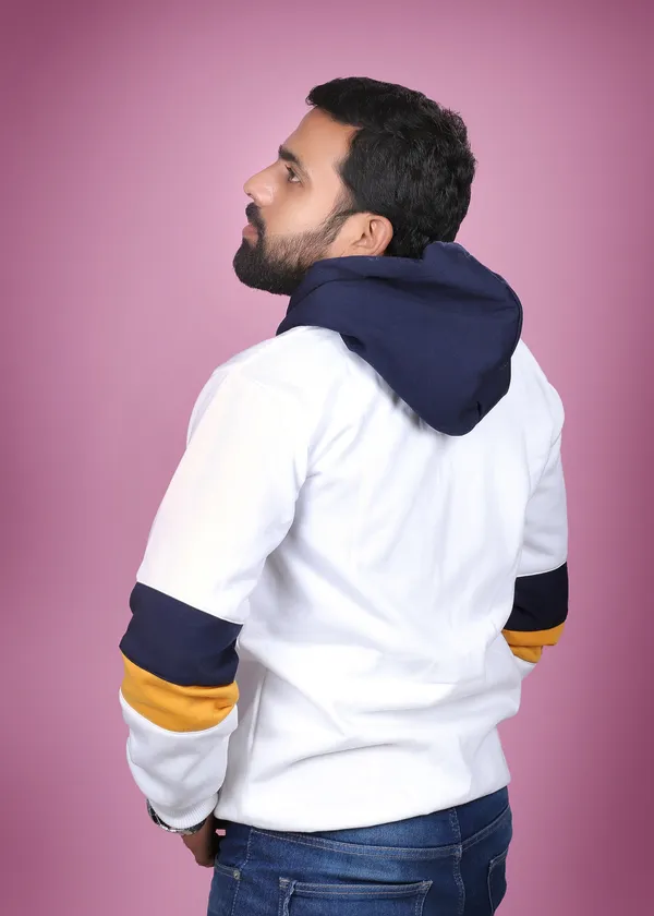Unisex_Prussian_Blue_Striped_White_Hoodie