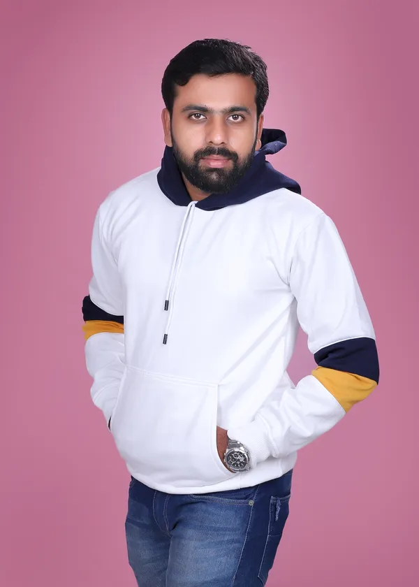 Unisex_Prussian_Blue_Striped_White_Hoodie