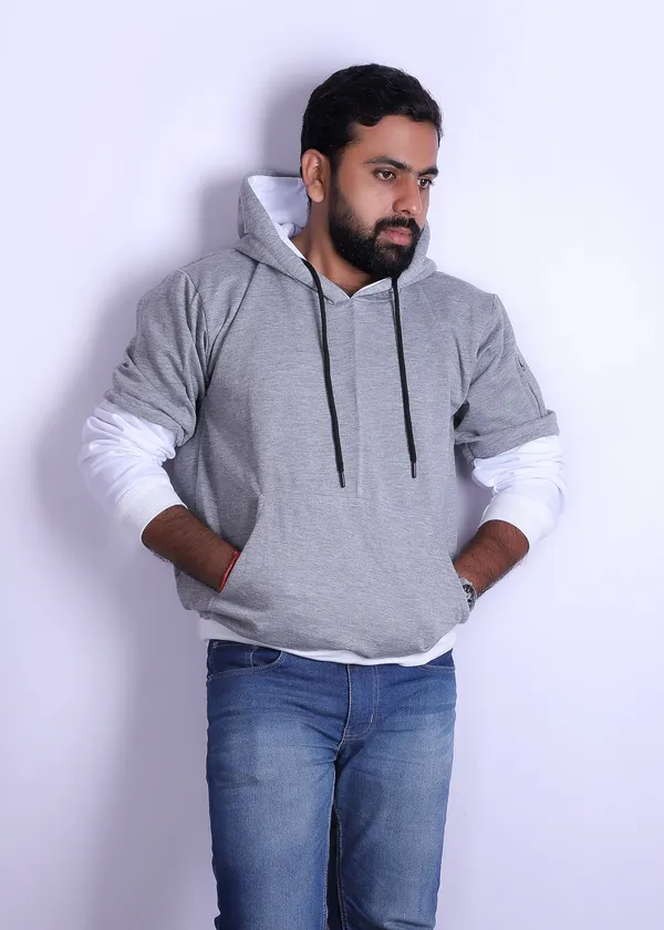 Unisex_Grey_White_Doctor_Sleeved_Hoodie