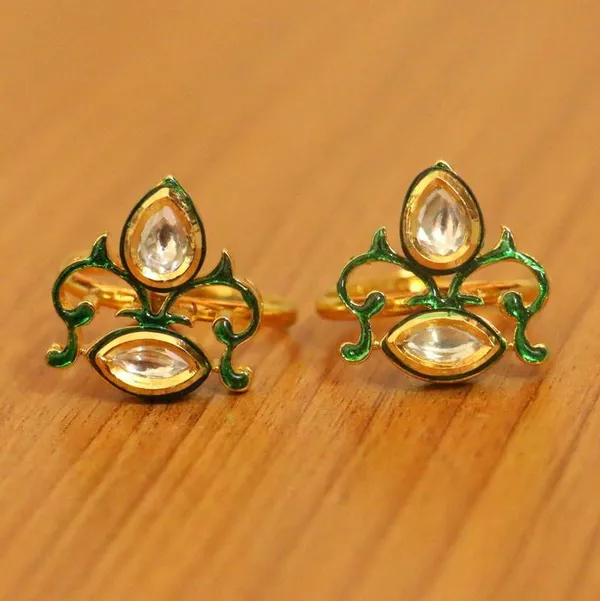 Sanvi Jewels Green Kundan Meenakari Gold Plated Adjustable Toe Ring Price in India Buy Sanvi Jewels Green Kundan Meenakari Gold Plated Adjustable Toe Ring online at undefined