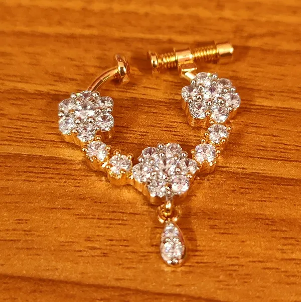 Sanvi Jewels Gold Plated Zircon Studded Marathi Nose Ring Price in India Buy Sanvi Jewels Gold Plated Zircon Studded Marathi Nose Ring online at sanvijewels.in