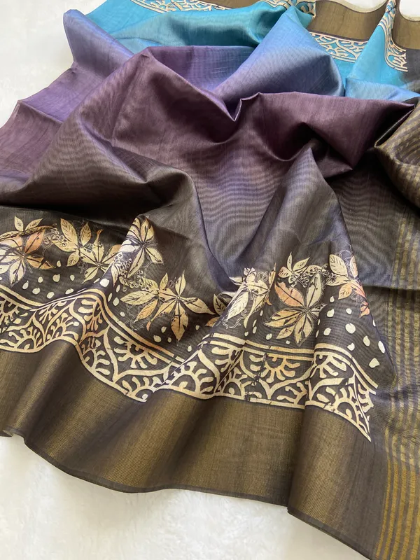 Lakshmi_Grey_–_Auspicious_Diwali_Special_|_Soft_Tussar_Silk_Saree_with_Print,_Border_&_Contrast_Print_Blouse_with_Tassels