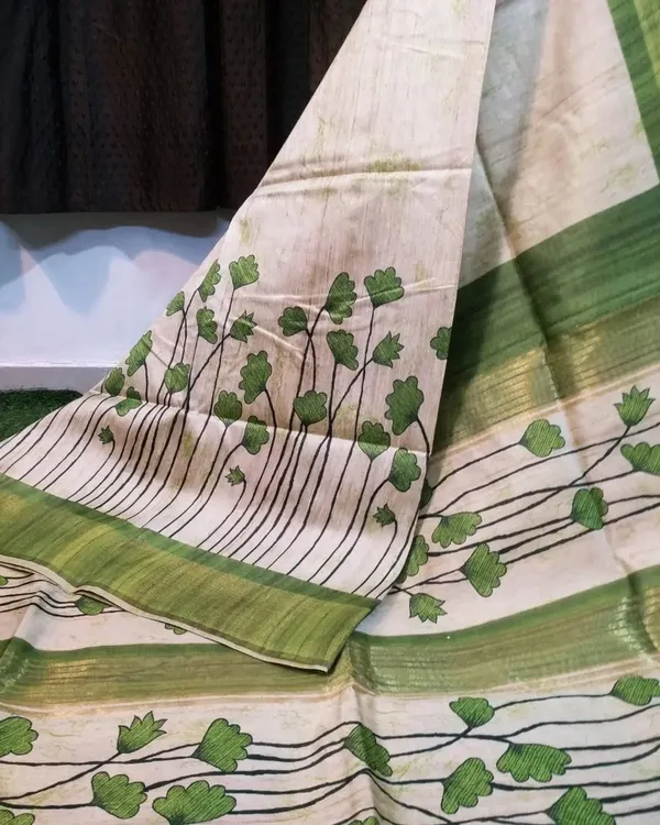 Tripti_Green_–_Navratri_Special_|_Soft_Tussar_Silk_Saree_with_Blouse_Piece