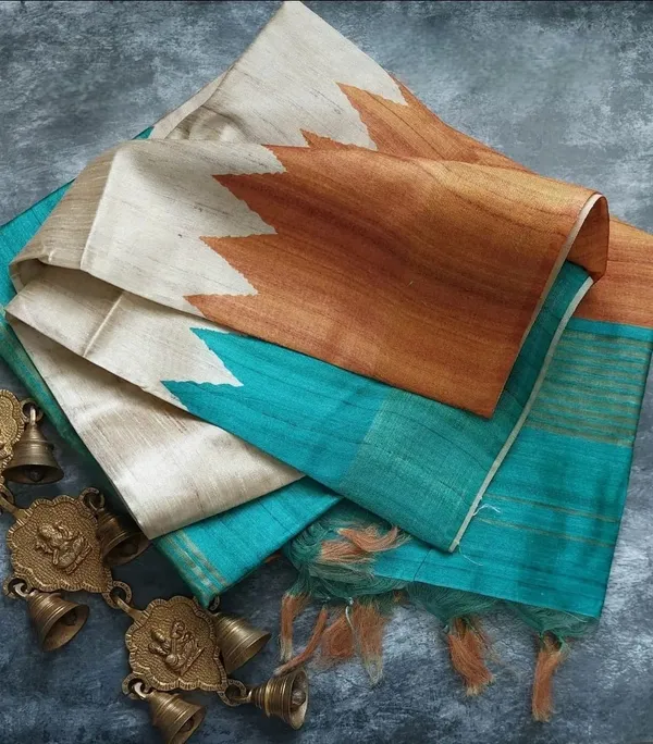 Soft_Tussar_Silk_Saree_(Mustard),_with_Blouse_Peice