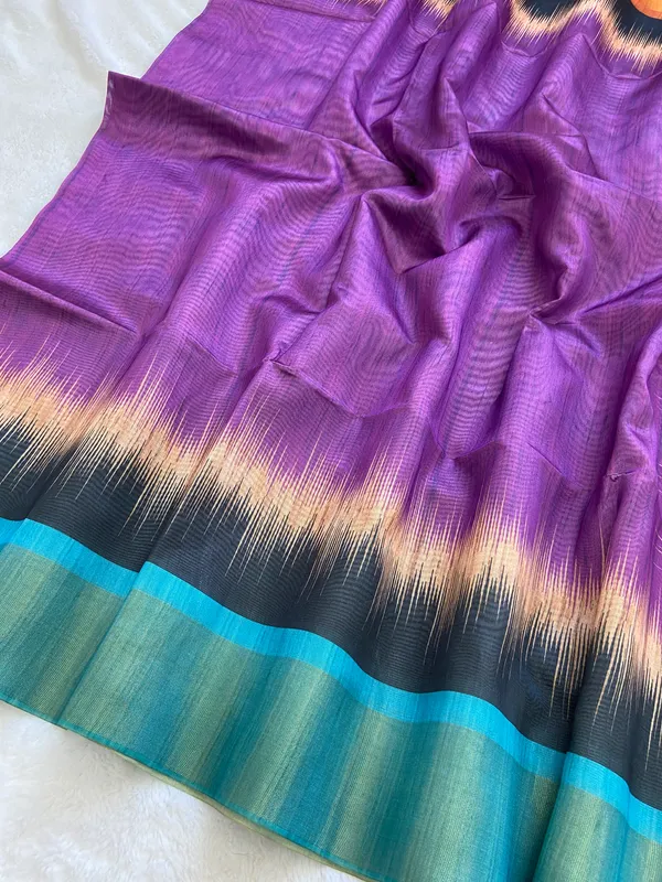 Mihika_Wine_–_Dew_Fresh_Diwali_Special_|_Soft_Tussar_Silk_Saree_with_Print,_Pallu_&_Contrast_Print_Blouse_with_Tassels