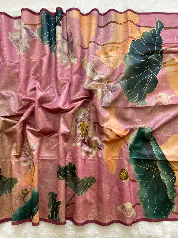 Damini_Wine_–_Dazzling_Diwali_Special_|_Soft_Tussar_Silk_Saree_with_Print,_Border_&_Contrast_Print_Blouse_with_Tassels