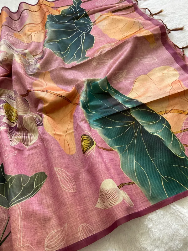 Damini_Wine_–_Dazzling_Diwali_Special_|_Soft_Tussar_Silk_Saree_with_Print,_Border_&_Contrast_Print_Blouse_with_Tassels