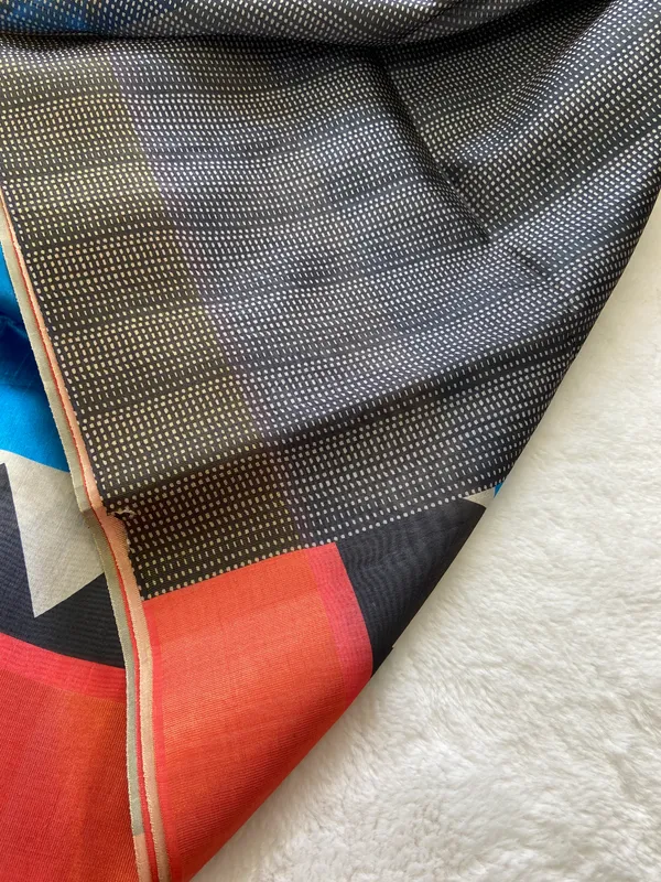 Anjali_Blue_No.4_–_Devotional_Navratri_Special_|_Soft_Tussar_Silk_Saree_with_Print,_Border_&_Contrast_Print_Blouse_with_Tassels