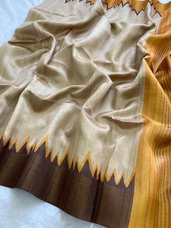 Soft_Tussar_Silk_sarees_with_Beautiful_Print_With_Attractive_Zari_Line_Saree_And_Print_Blouse_With_Tassels