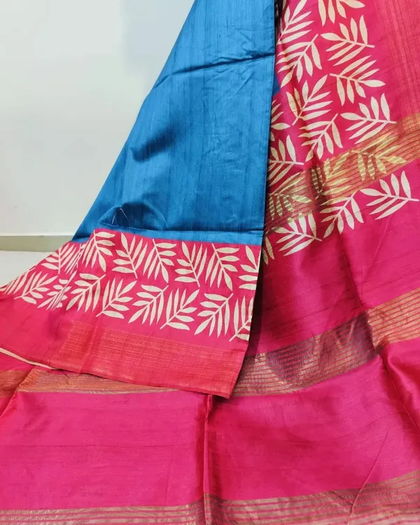 Ruby_Pink_&_Blue_–_Festive_Season_Special_|_Soft_Tussar_Silk_Saree_with_Blouse_Piece